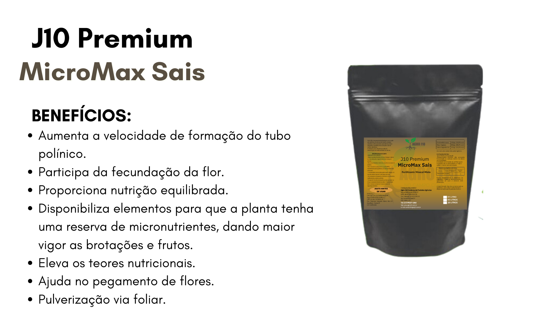 Pode ser usado em todas as culturas durante todo o ciclo vegetativo. Facilmente absorvido pelas raízes. Melhora do sistema radicular, brotação e vegetação, propiciando aumento de produtividade. El (19).png