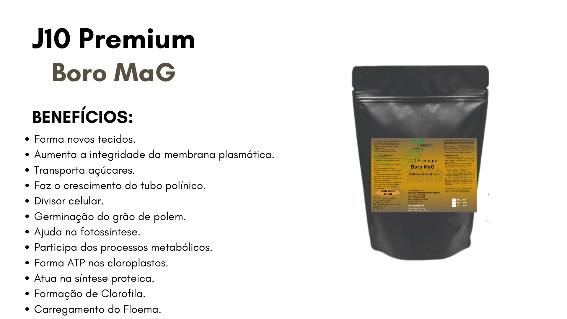 Pode ser usado em todas as culturas durante todo o ciclo vegetativo. Facilmente absorvido pelas raízes. Melhora do sistema radicular, brotação e vegetação, propiciando aumento de produtividade. El (18).png