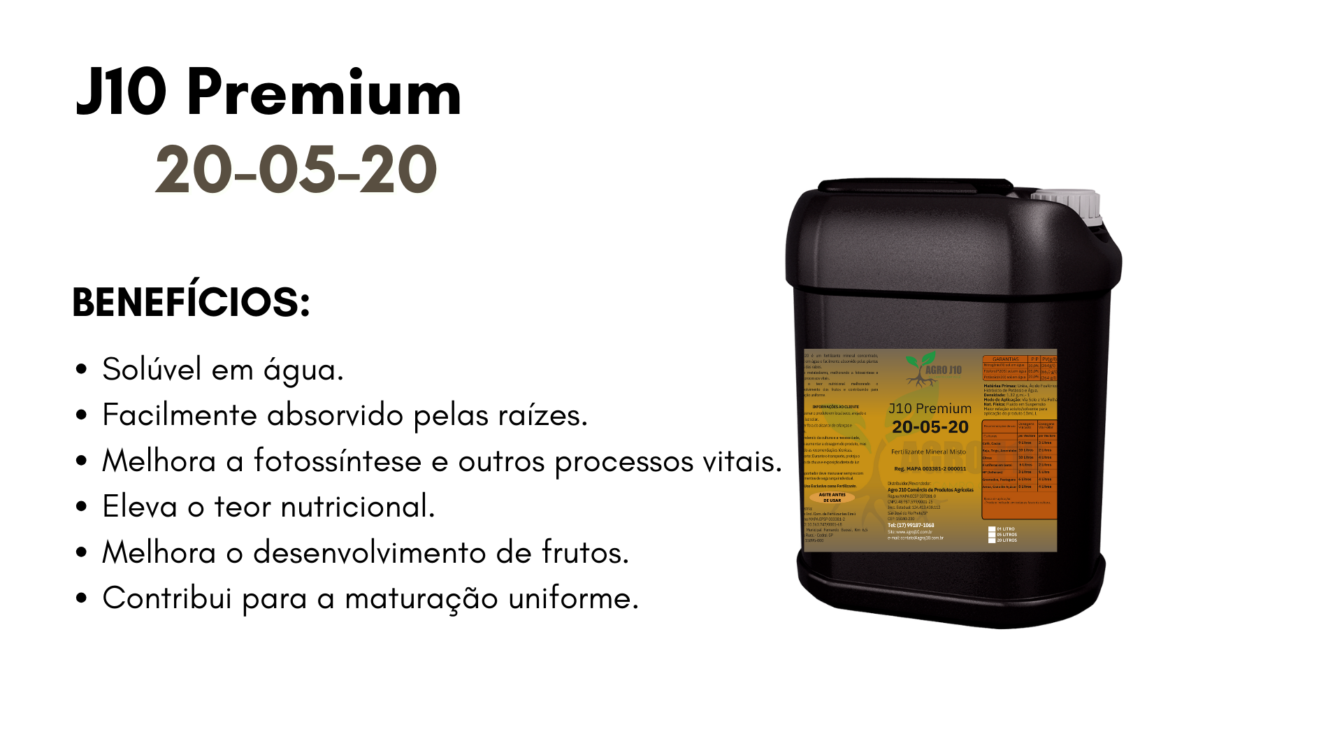 Pode ser usado em todas as culturas durante todo o ciclo vegetativo. Facilmente absorvido pelas raízes. Melhora do sistema radicular, brotação e vegetação, propiciando aumento de produtividade. El (1).png