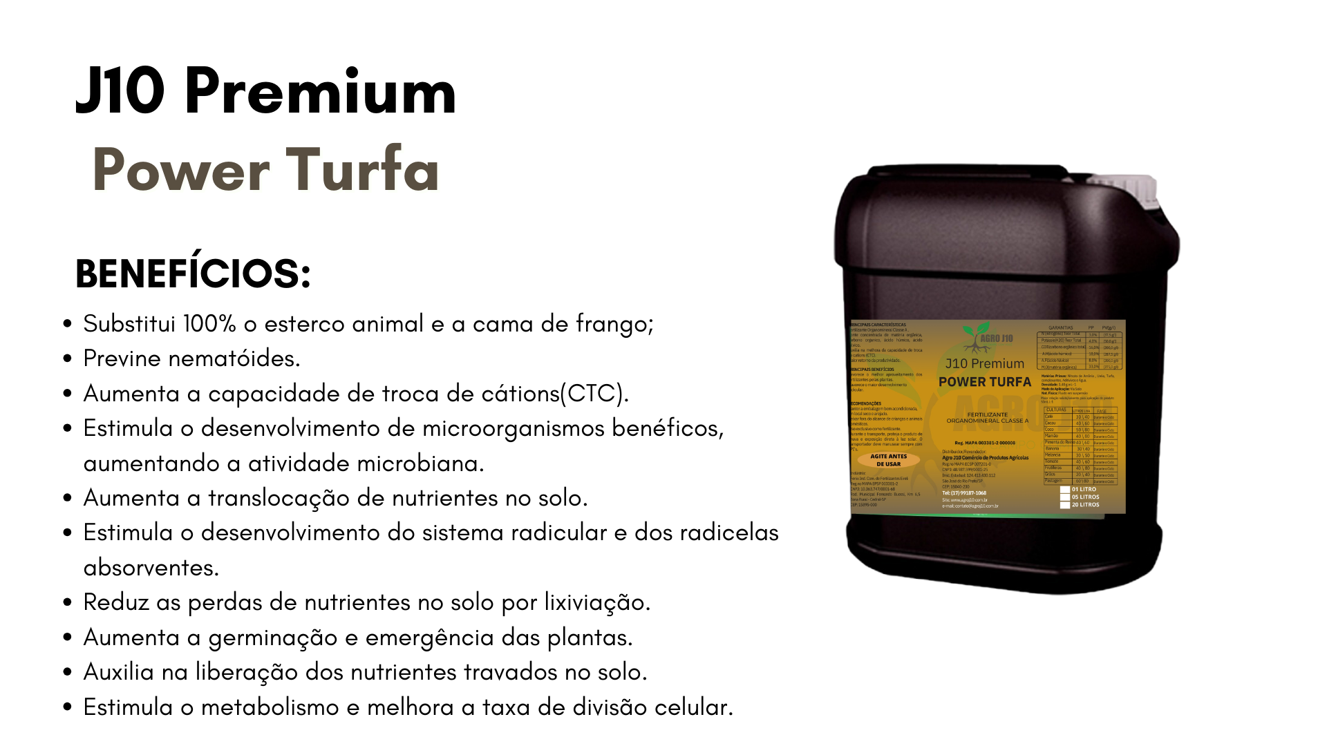 Pode ser usado em todas as culturas durante todo o ciclo vegetativo. Facilmente absorvido pelas raízes. Melhora do sistema radicular, brotação e vegetação, propiciando aumento de produtividade. El (21).png